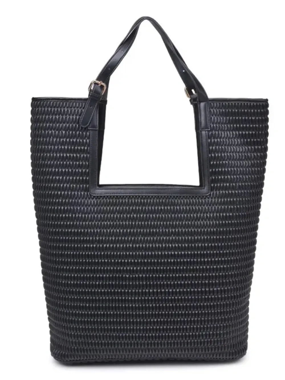 Urban Expressions Aiden Woven large black tote purse - Picture 8 of 12